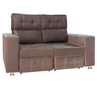 Sofá Retrátil E Reclinável 2 Lugares Londres 1.60cm Com Molas Veludo Speciale Home Marrom Chocolate - 1