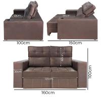 Sofá Retrátil E Reclinável 2 Lugares Londres 1.60cm Com Molas Veludo Speciale Home Marrom Chocolate - 2