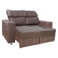 Sofá Retrátil E Reclinável 2 Lugares Londres 1.60cm Com Molas Veludo Speciale Home Marrom Chocolate