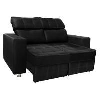Sofá Retrátil E Reclinável 2 Lugares Londres 1.60cm Com Molas Veludo Speciale Home Preto - 5