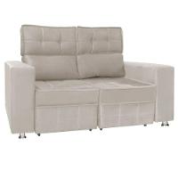 Sofá Retrátil E Reclinável 2 Lugares Londres 1.60cm Com Molas Veludo Speciale Home Bege Marfim - 1