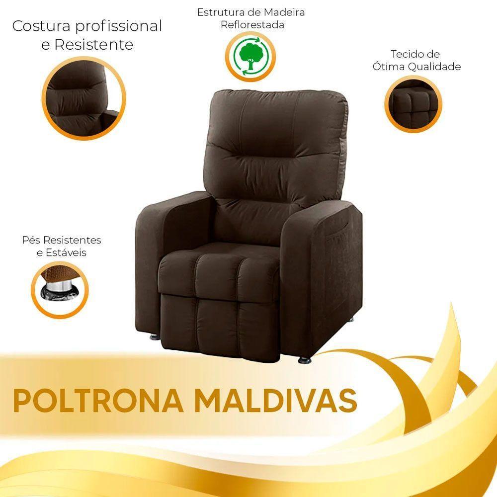 Poltrona Do Papai Reclinável Maldivas Suede Marrom Chocolate Speciale Home Marrom Chocolate - 4