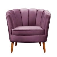 Poltrona Ariel Petala Decorativa Com Pés De Madeira Speciale Home Roxo - 1
