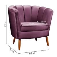 Poltrona Ariel Petala Decorativa Com Pés De Madeira Speciale Home Roxo - 6