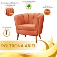 Poltrona Ariel Petala Decorativa Com Pés De Madeira Speciale Home Terracota - 5