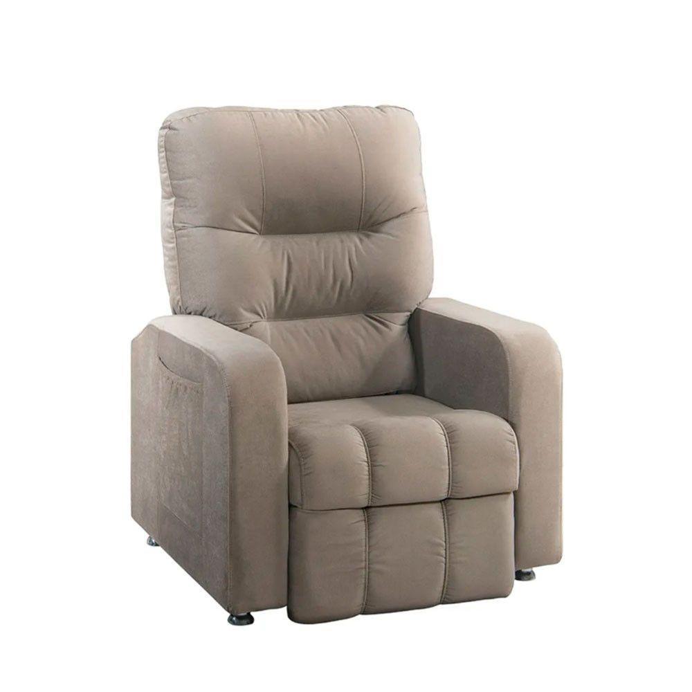 Poltrona Do Papai Reclinável Maldivas Suede Bege Marfim Speciale Home Bege Marfim - 1