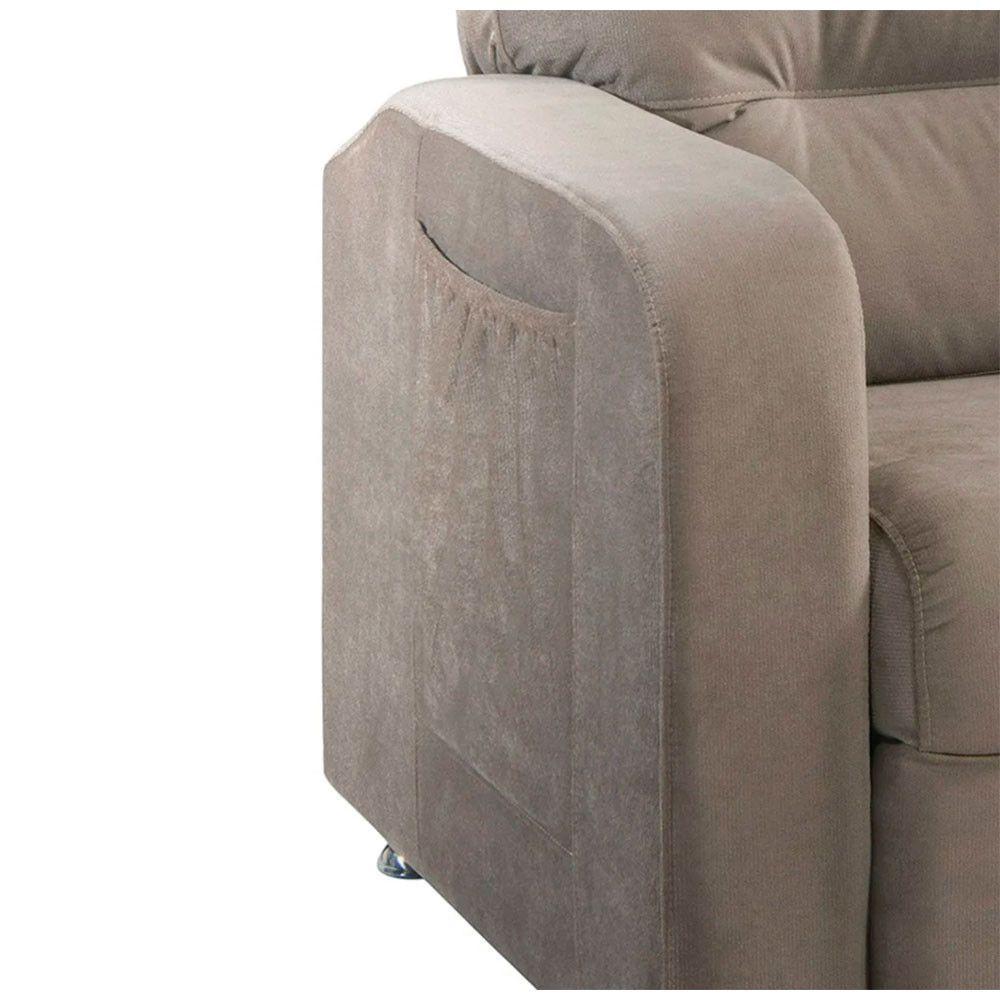 Poltrona Do Papai Reclinável Maldivas Suede Bege Marfim Speciale Home Bege Marfim - 2