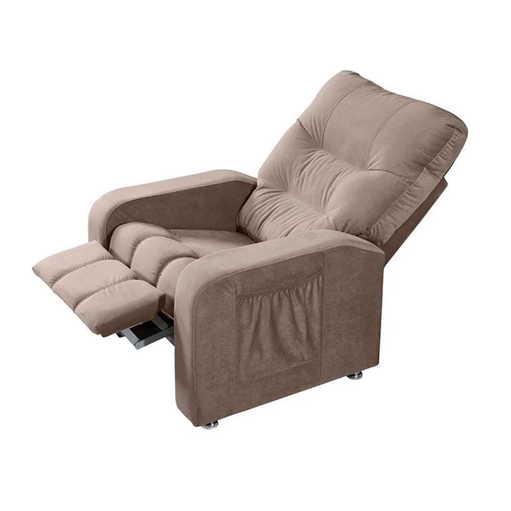 Poltrona Do Papai Reclinável Maldivas Suede Bege Marfim Speciale Home Bege Marfim - 6