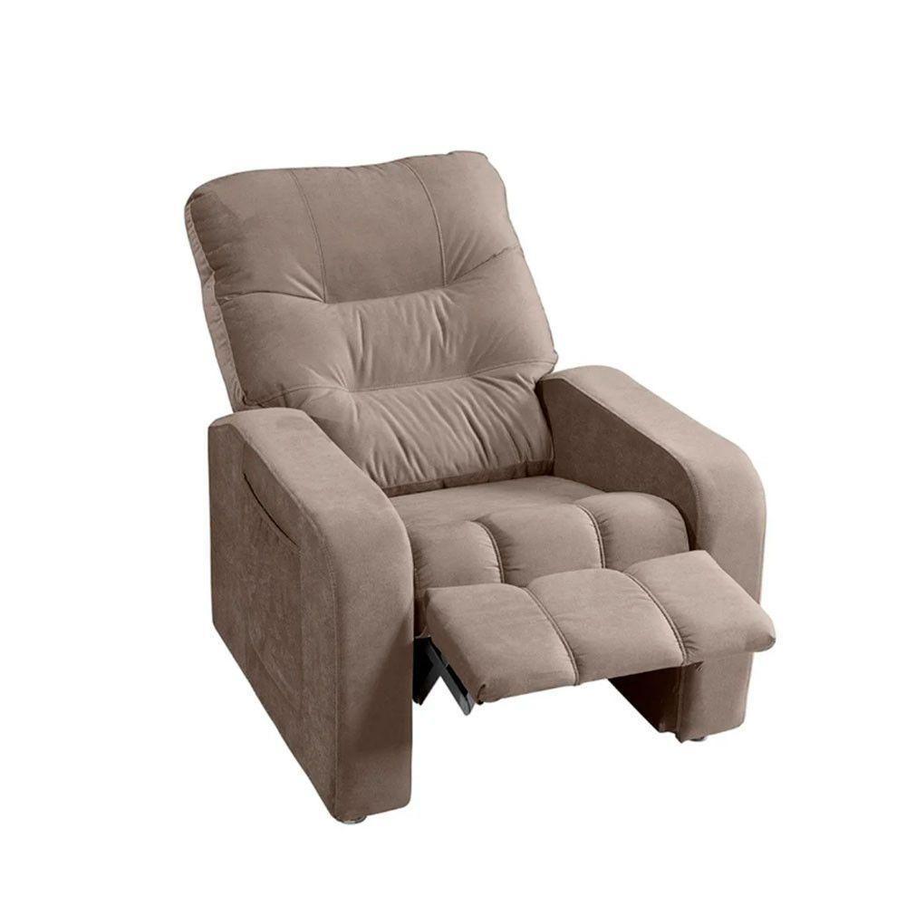 Poltrona Do Papai Reclinável Maldivas Suede Bege Marfim Speciale Home Bege Marfim - 7