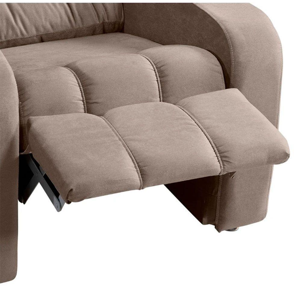 Poltrona Do Papai Reclinável Maldivas Suede Bege Marfim Speciale Home Bege Marfim - 8