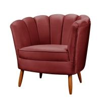 Poltrona Ariel Petala Decorativa Com Pés De Madeira Speciale Home Vinho