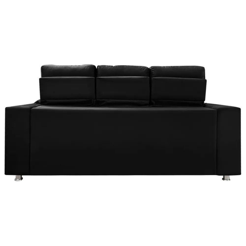 Sofá Retrátil E Reclinável 3 Lugares Londres 2.10cm Com Molas Veludo Speciale Home Preto - 4