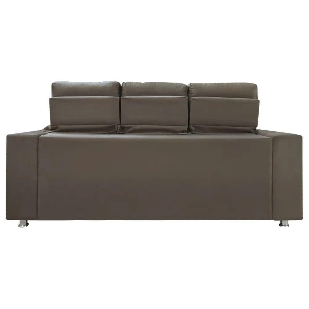 Sofá Retrátil E Reclinável 3 Lugares Londres 2.10cm Com Molas Veludo Speciale Home Marrom Castor - 5