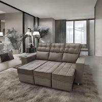 Sofá Retrátil E Reclinável 3 Lugares Londres 2.10cm Com Molas Veludo Speciale Home Marrom Castor - 2