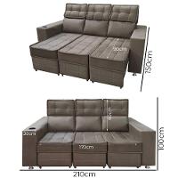 Sofá Retrátil E Reclinável 3 Lugares Londres 2.10cm Com Molas Veludo Speciale Home Marrom Castor - 3