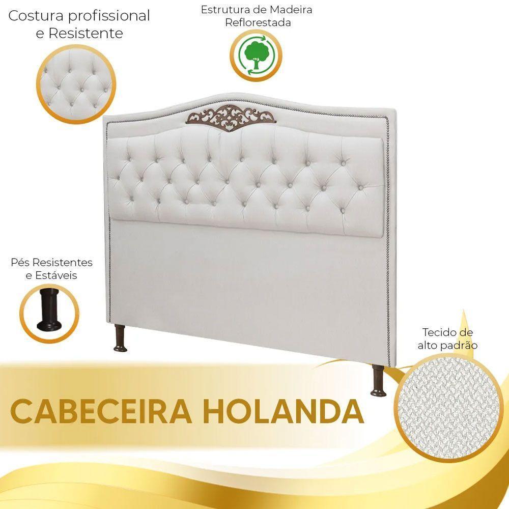 Conjunto Cabeceira E Calçadeira Holanda 1,60 Cm Linho Speciale Home Branco - 3