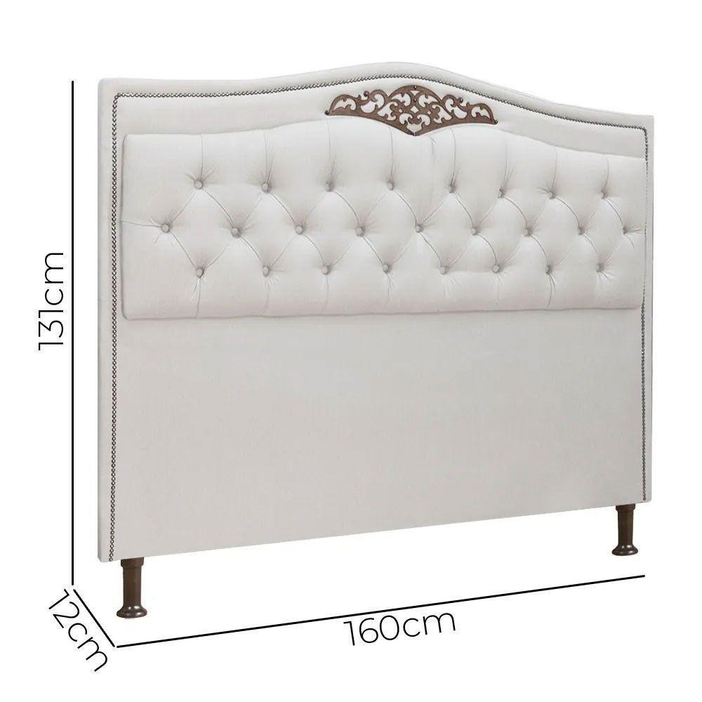 Conjunto Cabeceira E Calçadeira Holanda 1,60 Cm Linho Speciale Home Branco - 4