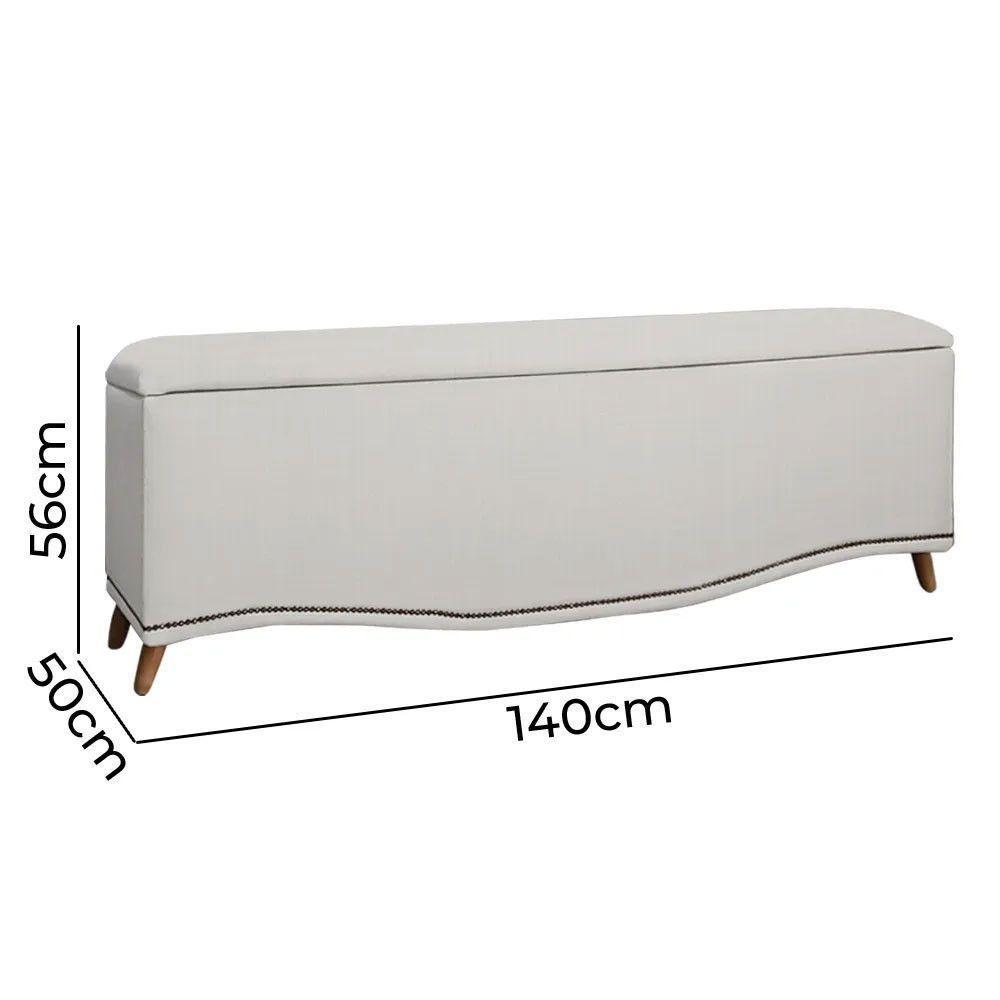 Conjunto Cabeceira E Calçadeira Holanda 1,60 Cm Linho Speciale Home Branco - 6