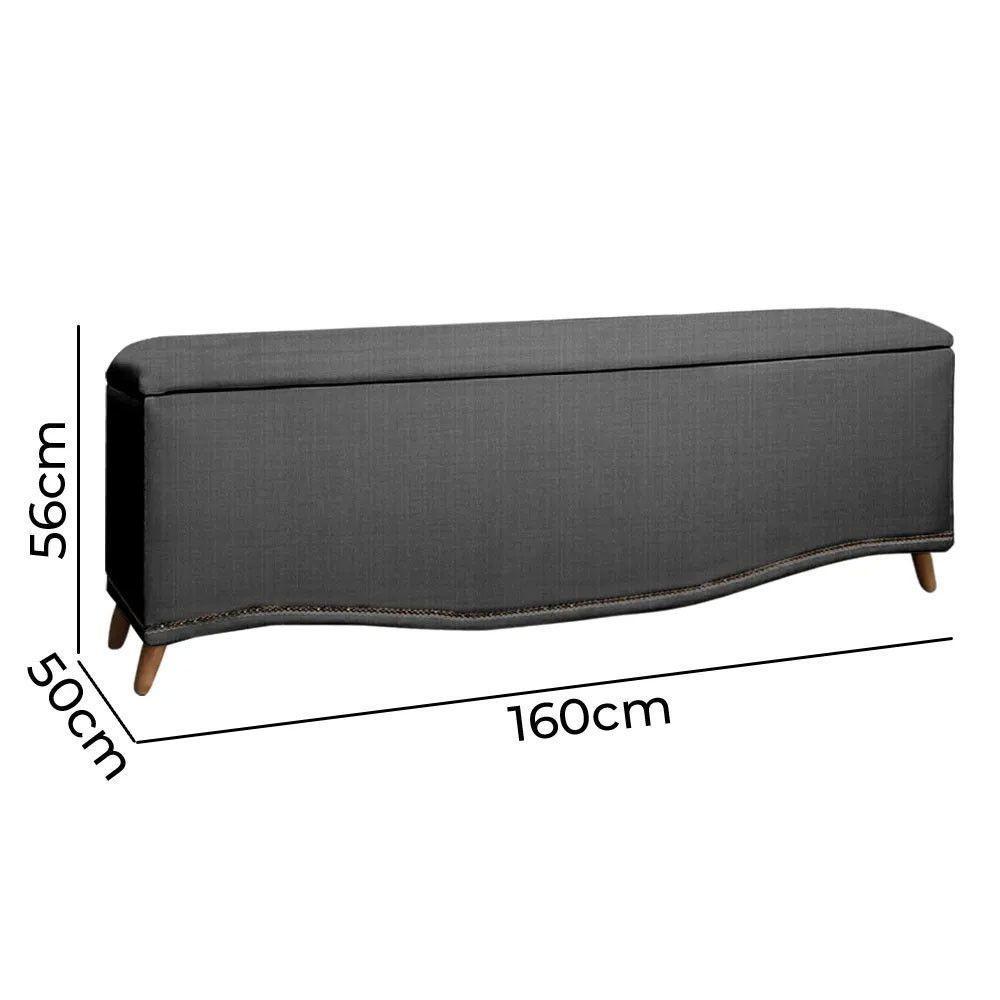 Conjunto Cabeceira E Calçadeira Holanda 1,60 Cm Linho Speciale Home Trovão - 3