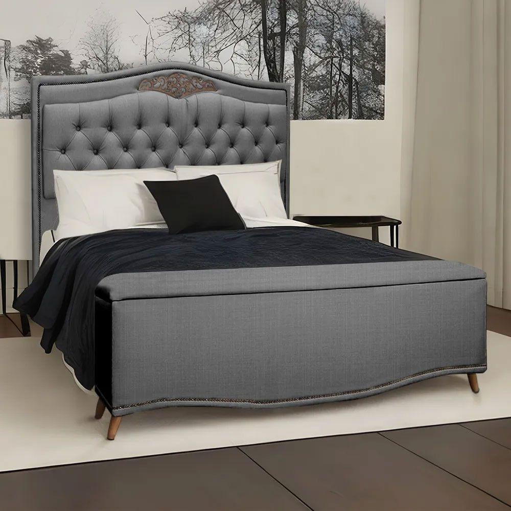 Conjunto Cabeceira E Calçadeira Holanda 1,60 Cm Linho Speciale Home Trovão - 7