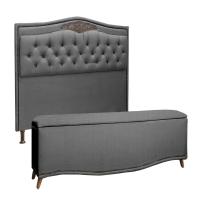Conjunto Cabeceira E Calçadeira Holanda 1,60 Cm Linho Speciale Home Trovão - 1