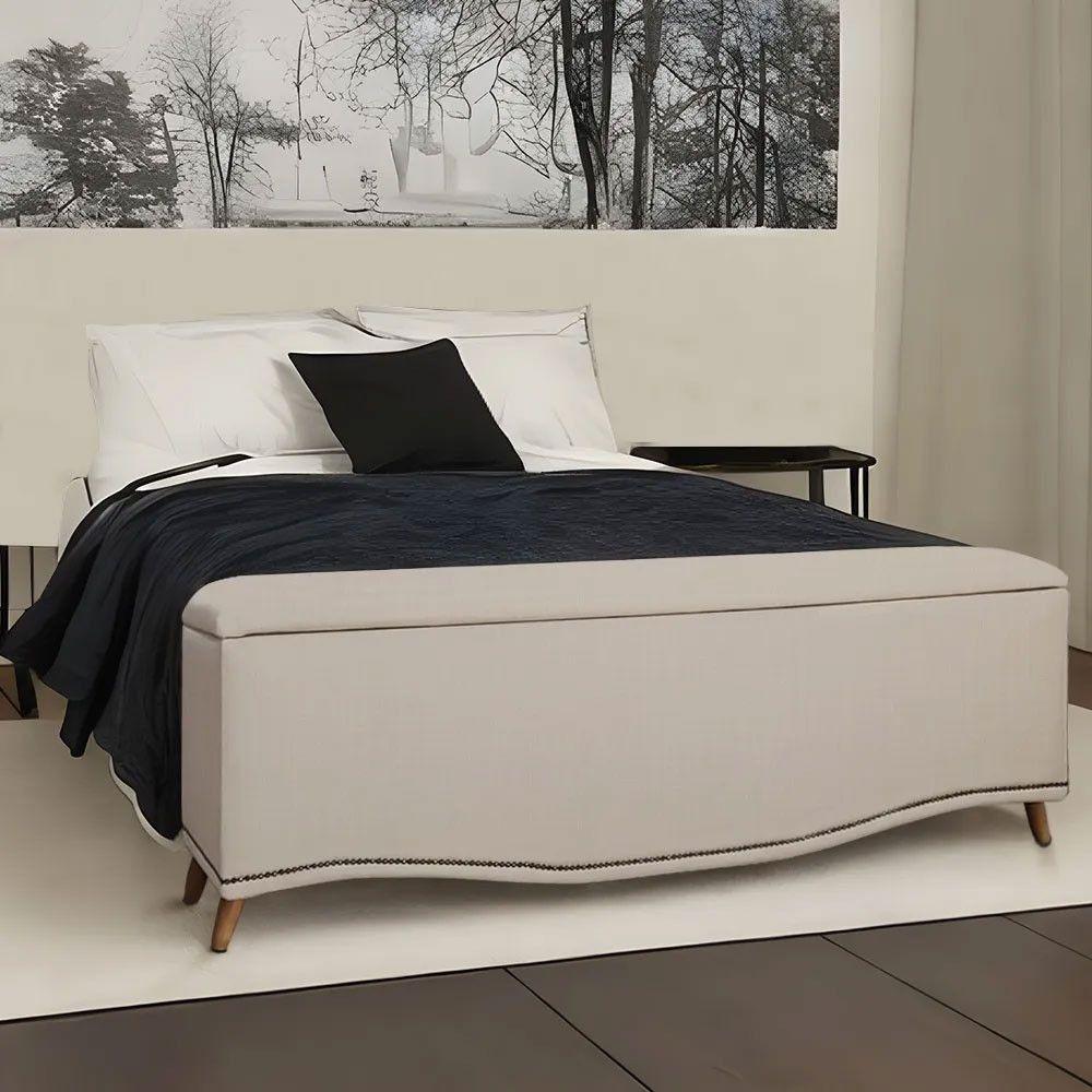 Conjunto Cabeceira E Calçadeira Holanda 1,60 Cm Linho Speciale Home Capuccino - 4