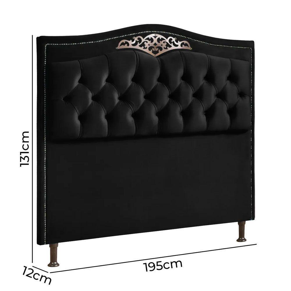 Conjunto Cabeceira E Calçadeira Holanda 1,95 Cm Veludo Speciale Home Preto - 7
