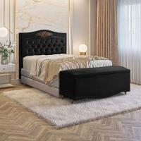 Conjunto Cabeceira E Calçadeira Holanda 1,95 Cm Veludo Speciale Home Preto - 3