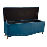 Conjunto Cabeceira E Calçadeira Holanda 140cm Veludo Luxor Azul Speciale Home Azul - 7