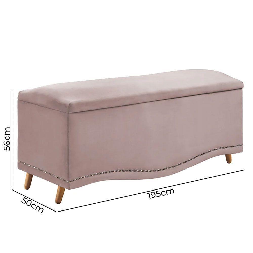 Conjunto Cabeceira E Calçadeira Holanda 1,95 Cm Veludo Speciale Home Rose - 6