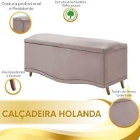 Conjunto Cabeceira E Calçadeira Holanda 1,95 Cm Veludo Speciale Home Rose - 7