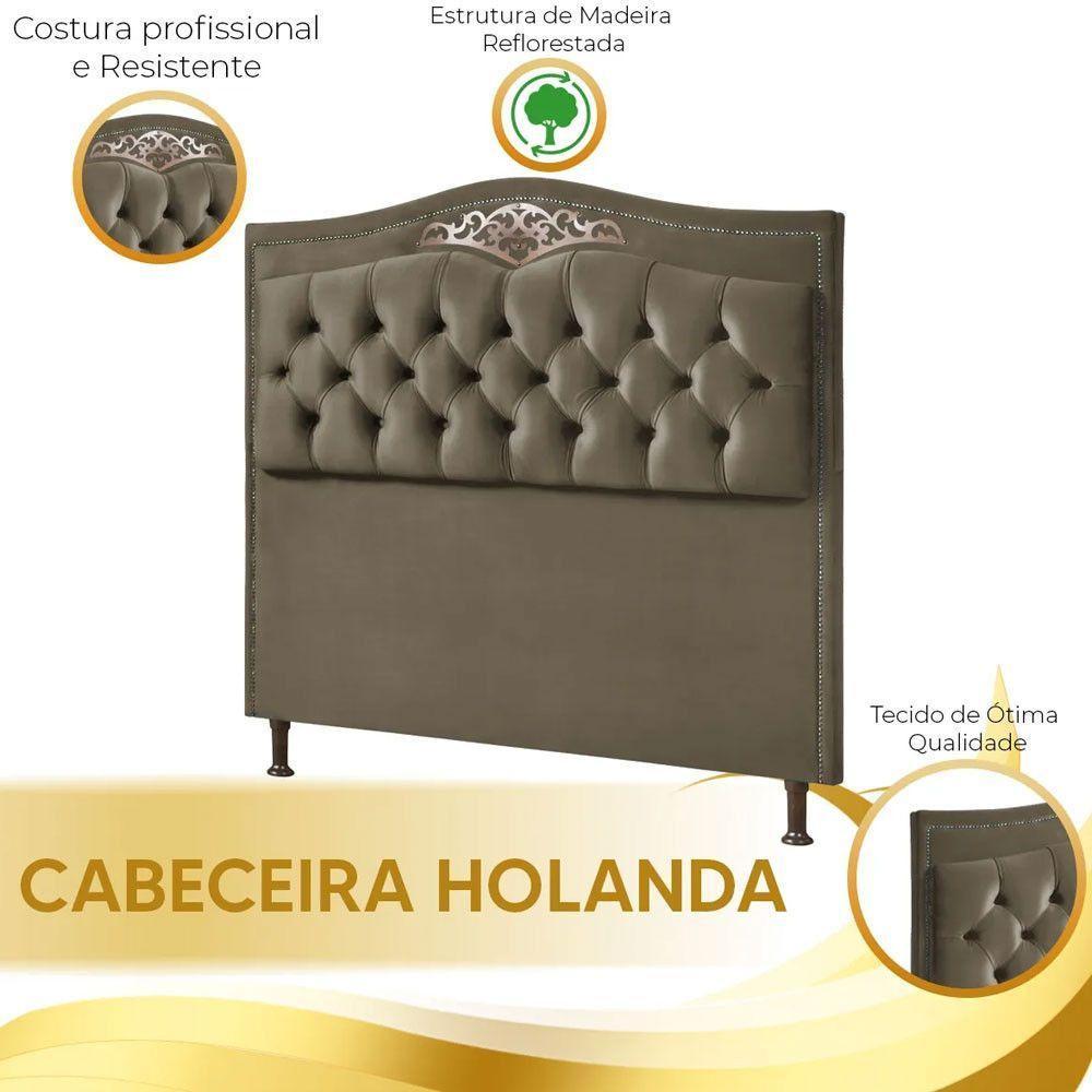 Conjunto Cabeceira E Calçadeira Holanda 1,95 Cm Veludo Speciale Home Marrom Castor - 2