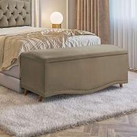 Conjunto Cabeceira E Calçadeira Holanda 1,95 Cm Veludo Speciale Home Marrom Castor