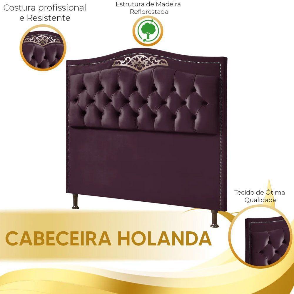 Conjunto Cabeceira E Calçadeira Holanda 1,95 Cm Veludo Speciale Home Roxo - 2