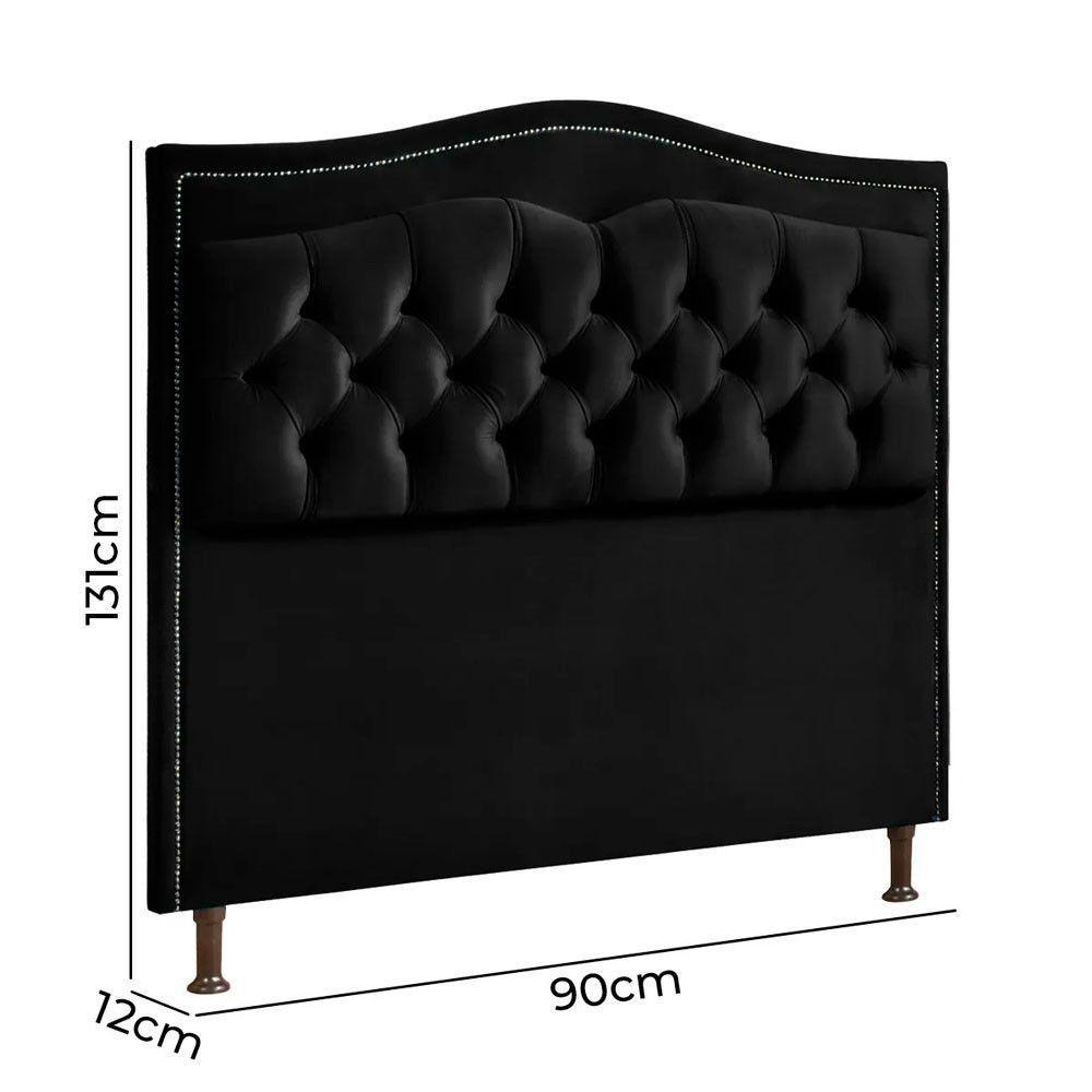 Conjunto Cabeceira E Calçadeira Holanda 90cm Veludo 2.0 Speciale Home Preto - 7