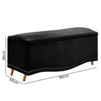 Conjunto Cabeceira E Calçadeira Holanda 90cm Veludo 2.0 Speciale Home Preto - 6