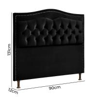 Conjunto Cabeceira E Calçadeira Holanda 90cm Veludo 2.0 Speciale Home Preto - 7