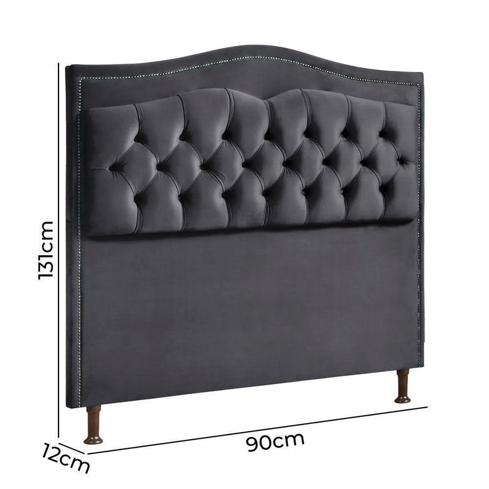 Conjunto Cabeceira E Calçadeira Holanda 90cm Veludo 2.0 Speciale Home Cinza Chumbo - 6