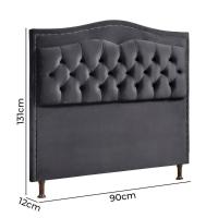 Conjunto Cabeceira E Calçadeira Holanda 90cm Veludo 2.0 Speciale Home Cinza Chumbo - 6