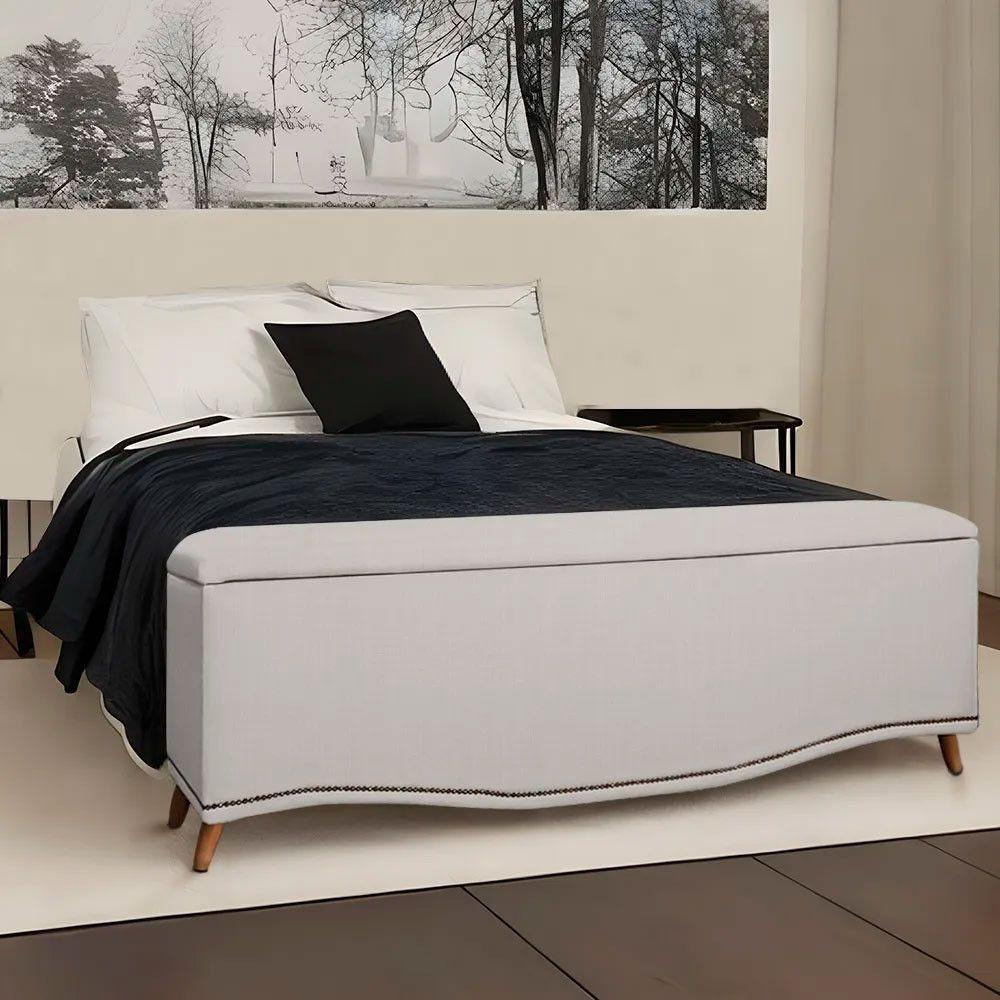 Conjunto Cabeceira E Calçadeira Holanda 140cm Linho Speciale Home Carvalho - 4