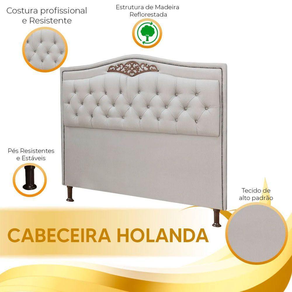 Conjunto Cabeceira E Calçadeira Holanda 140cm Linho Speciale Home Carvalho - 5