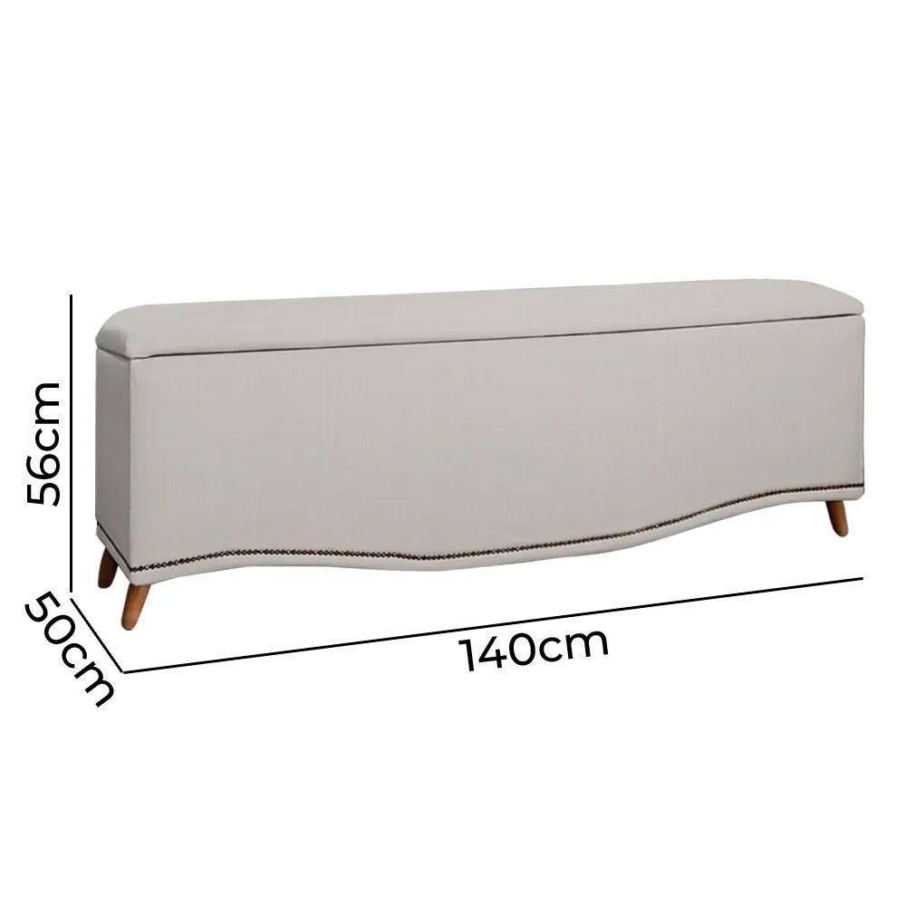 Conjunto Cabeceira E Calçadeira Holanda 140cm Linho Speciale Home Carvalho - 6