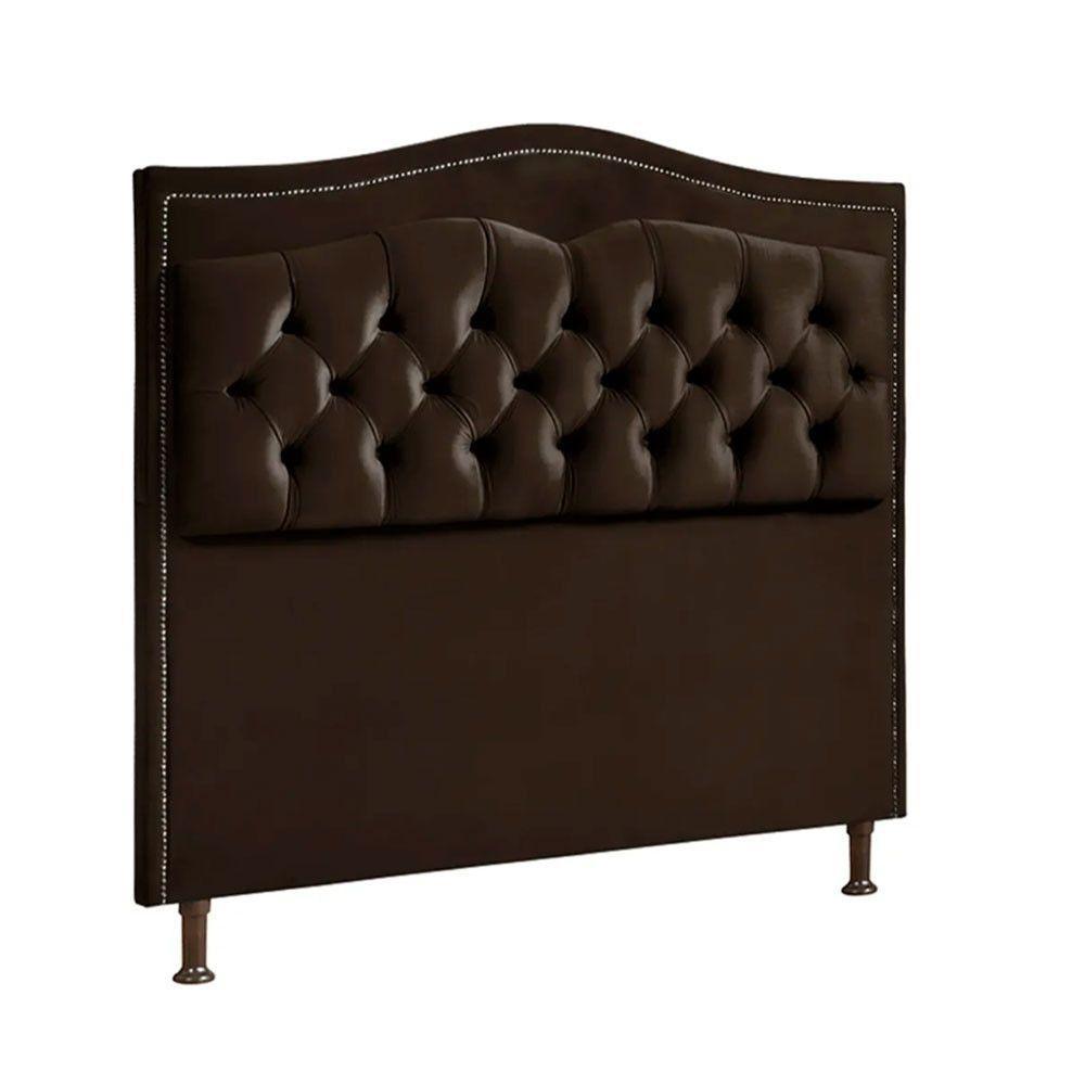 Cabeceira Estofada Holanda 1,60 2.0 Queen Veludo Speciale Home Marrom Chocolate - 1