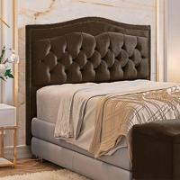 Cabeceira Estofada Holanda 1,60 2.0 Queen Veludo Speciale Home Marrom Chocolate - 4