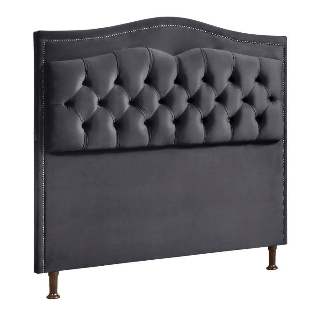 Cabeceira Estofada Holanda 1,60 2.0 Queen Veludo Speciale Home Cinza Chumbo - 1