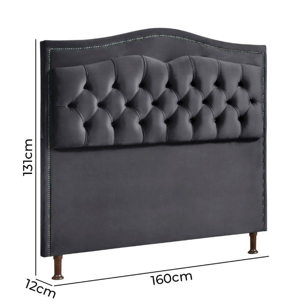 Cabeceira Estofada Holanda 1,60 2.0 Queen Veludo Speciale Home Cinza Chumbo - 3