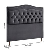Cabeceira Estofada Holanda 1,60 2.0 Queen Veludo Speciale Home Cinza Chumbo - 3