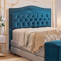 Cabeceira Estofada Holanda 1,60 2.0 Queen Veludo Speciale Home Azul - 4