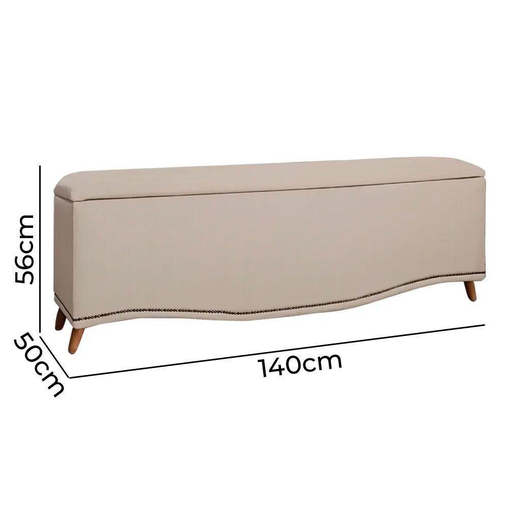 Conjunto Cabeceira E Calçadeira Holanda 140cm Linho Speciale Home Capuccino - 5