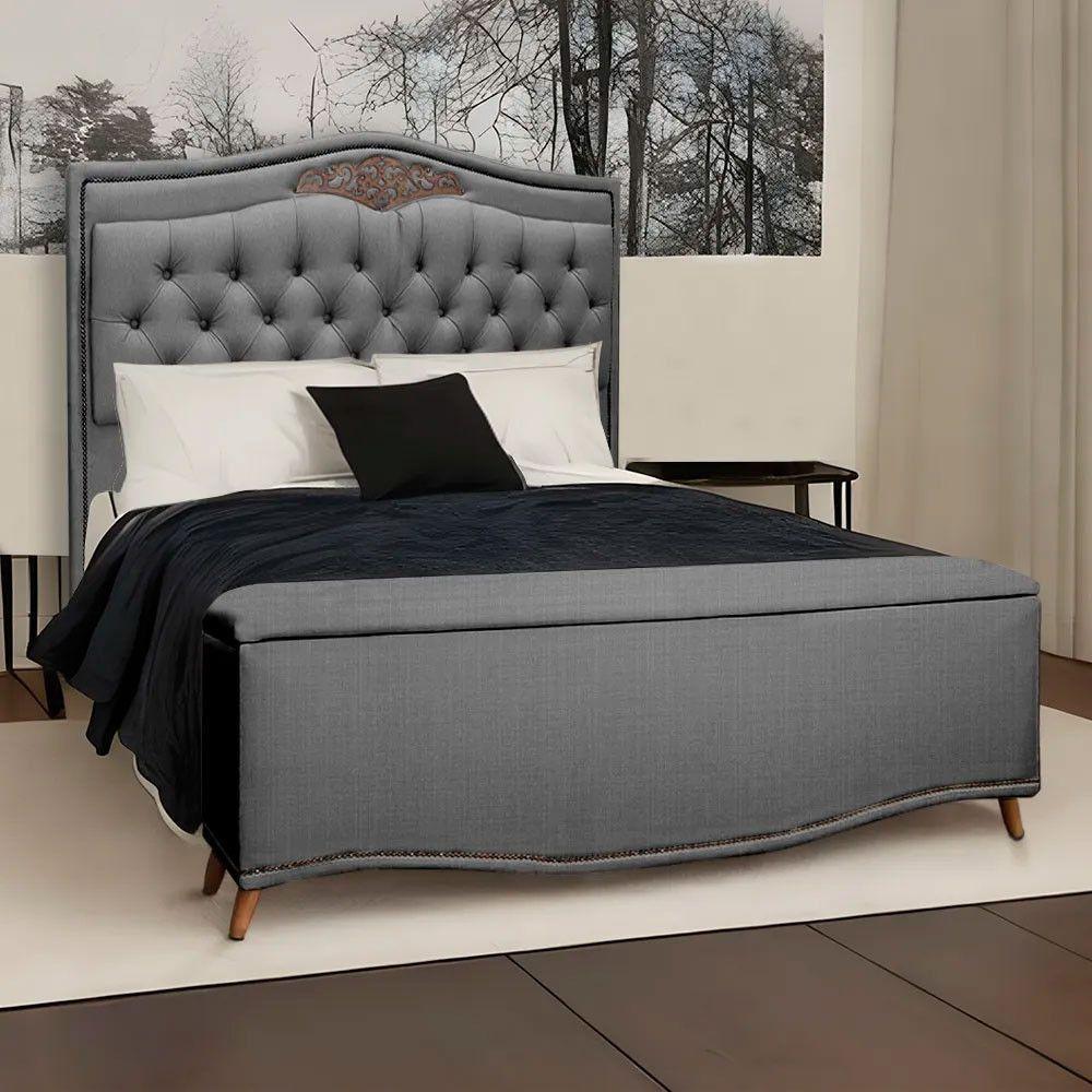 Conjunto Cabeceira E Calçadeira Holanda 140cm Linho Speciale Home Trovão - 3
